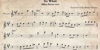 Partitura de 'So what?', uma de suas mais conhecidas músicas Partitura de 'So what?', uma de suas mais conhecidas músicas
