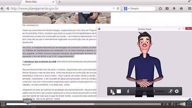 Reprodução Internet - http://vlibras.gov.br/ Reprodução Internet - http://vlibras.gov.br/