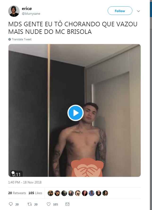 Vídeo íntimo de MC Brisola vaza na internet