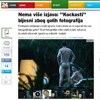 O jornal croata 24 Sata divulgou vrias fotos em que os atletas aparecem nus