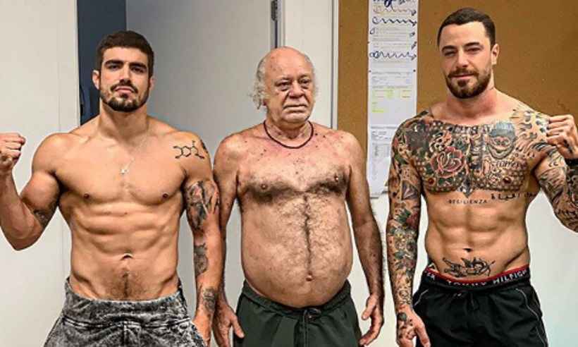 Caio Castro, Felipe Titto e Tonico Pereira exibem ''tanquinho'' no