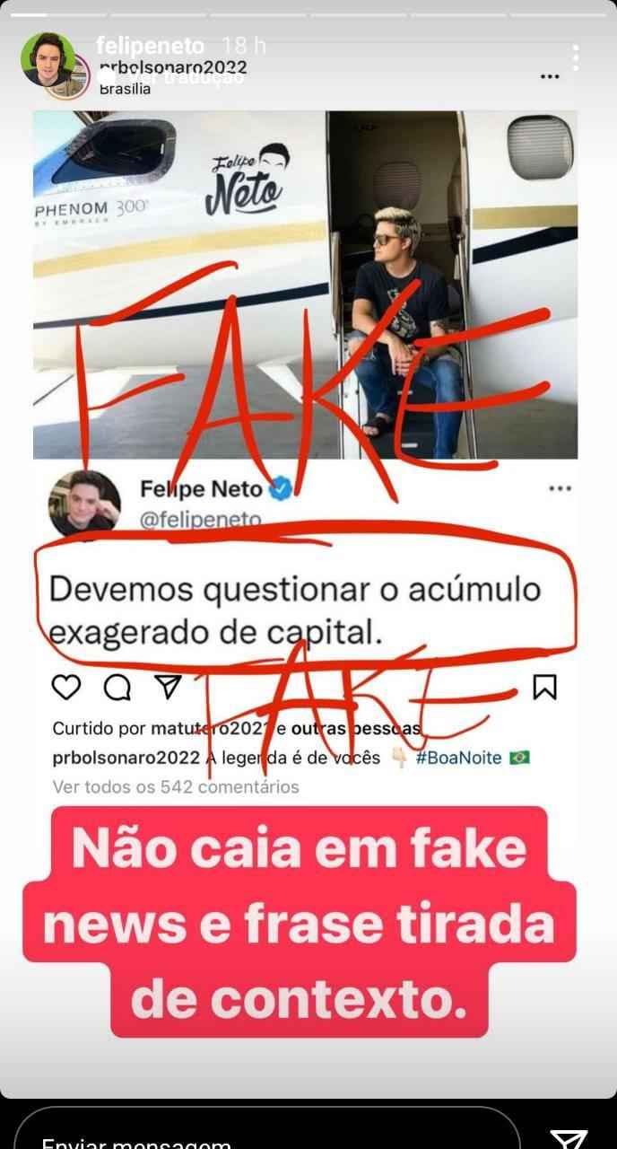 Felipe Neto desmente fake news em que supostamente esbanja dinheiro em  vídeo: 'Era uma websérie