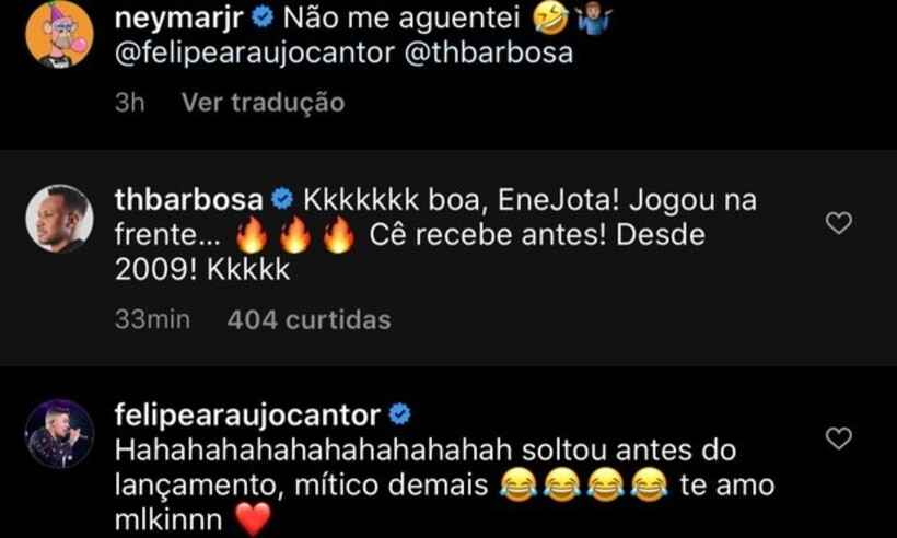 Foto: Neymar revelou nas redes sociais que ouviu a música 'Ponto Fraco',  regravação do hit do amigo Thiaguinho pela banda Di Propósito, de Brasília  - Purepeople